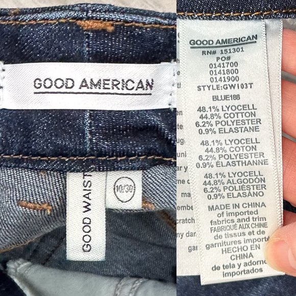 Good American Good Waist High-Rise Slimming Stretch Denim Jeans in BLUE188 Sz 30 - Picture 3 of 13